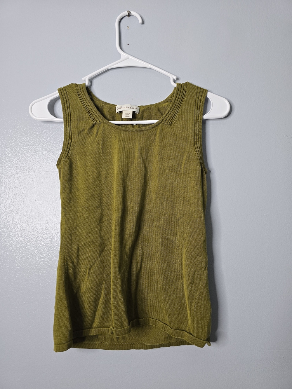 Coldwater Creek Olive Silk Cotton Sleeveless Knit Tank